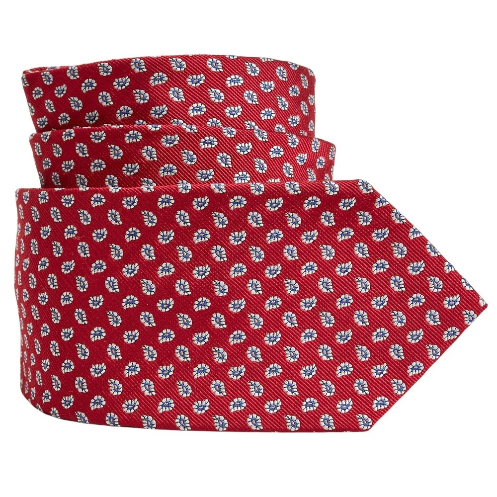 Lauren Ralph Lauren Men's All Silk Necktie Designer Red Micro Paisley EUC